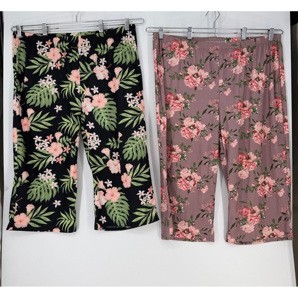 Unbranded Other - Pajama Pants Women 3XL Multi Color 2-Pack Floral Tropical Capri Lounge Resort